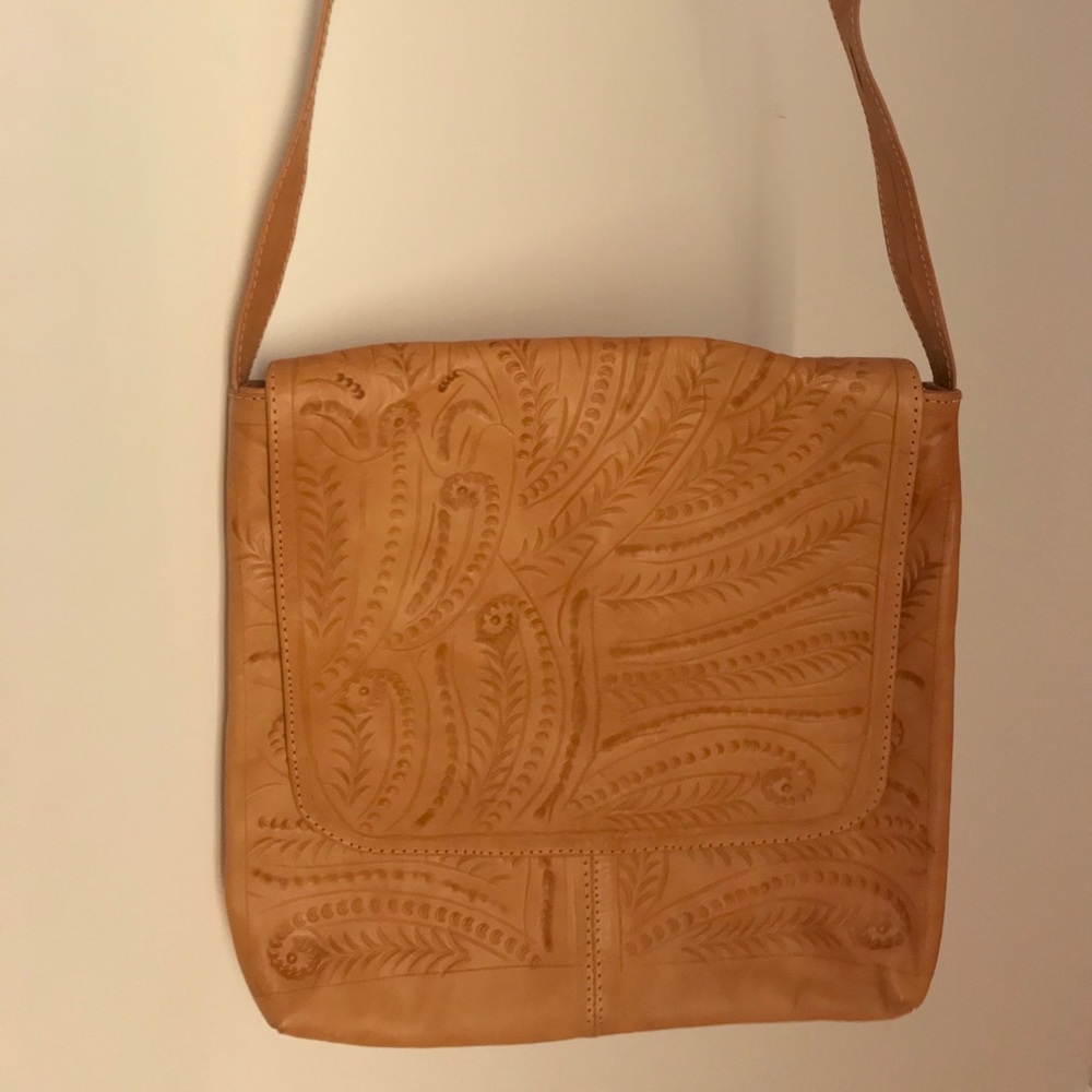 Vintage embossed leather crossbody bag